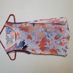 Women's Vera Wang floral flowy semi-sheer tank blouse size x-small